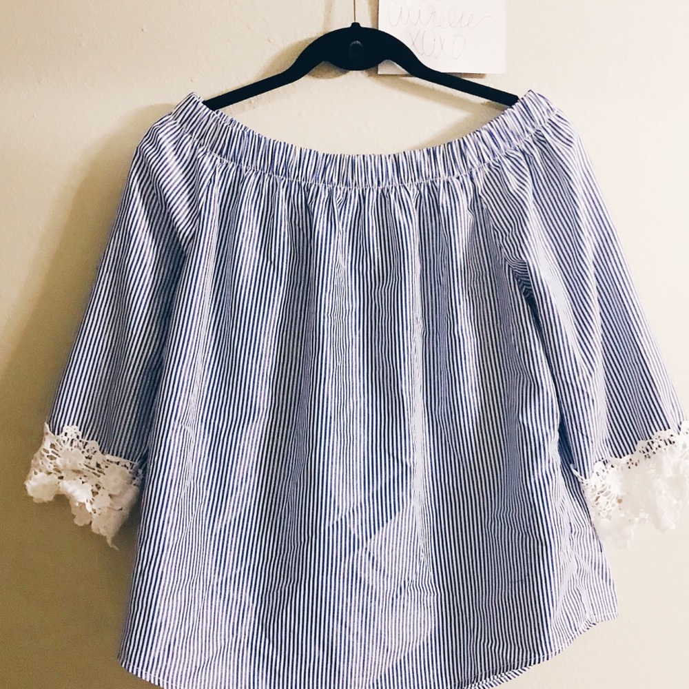 striped off the shoulder top